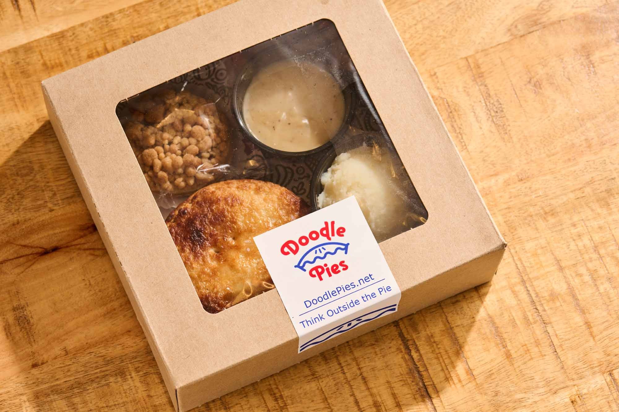 Doodle Pies Lunch Box Special — savory pie with mini apple pie