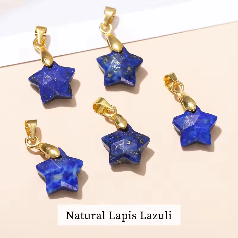 Pendentif étoile Facetté en Lapis lazuli 12x5mm — stock Valence