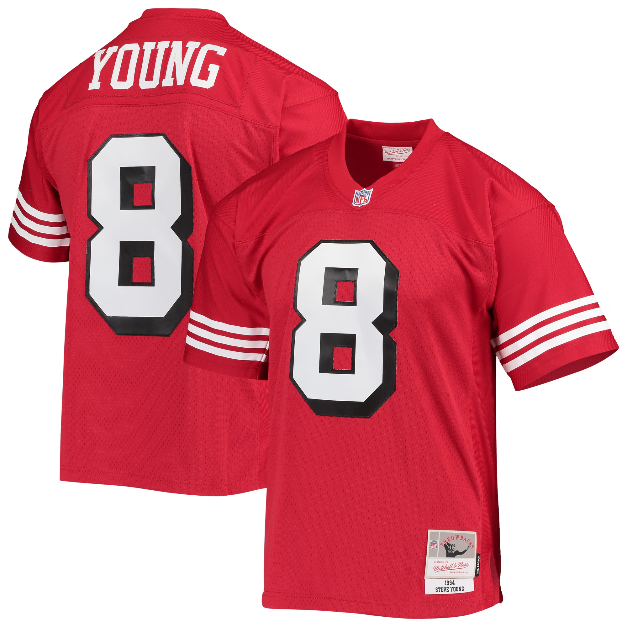 San Francisco 49ers 1994 Steve Young Red Shadow Mitchell and Ness Jersey
