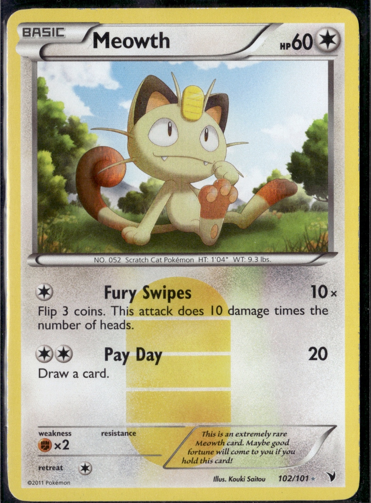 Meowth Holo Secret Rare Noble Victories 102/101 NM