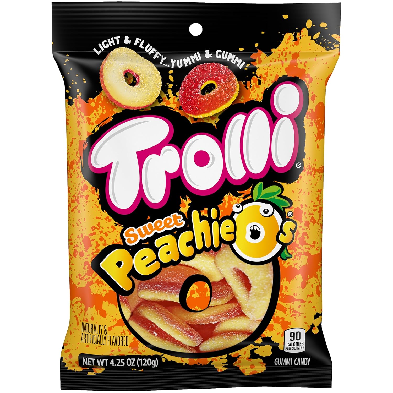 Trolli Sweet Peachie O's Peach Ring Gummy 4.25 oz Peg Bag