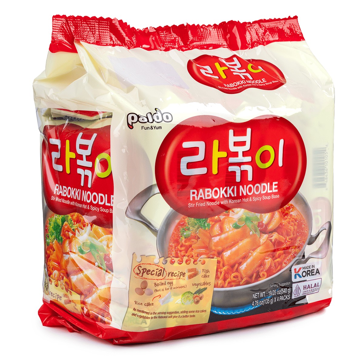 Paldo Korea Rabokki Ramyun Soup Noodles 4.76 oz 4 Pack
