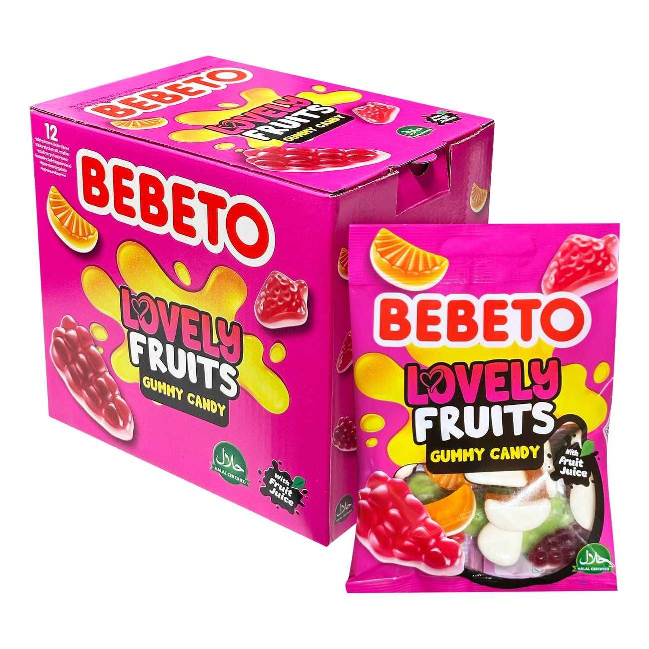 Bebeto Import Lovely Fruit Slice Foam Bottom Peg Bag 2.82 oz 12ct Tray