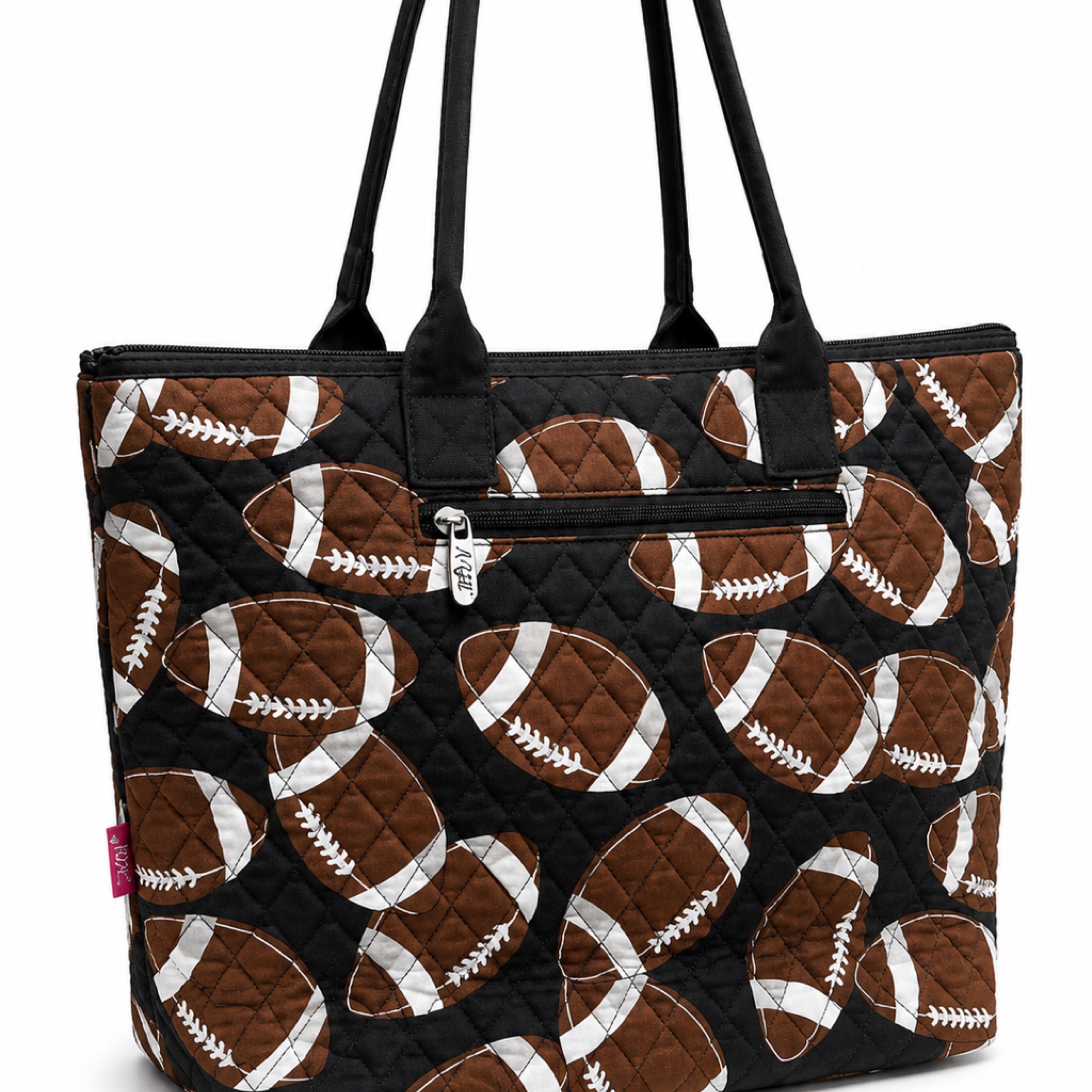 Football Print Quilted Tote Bag