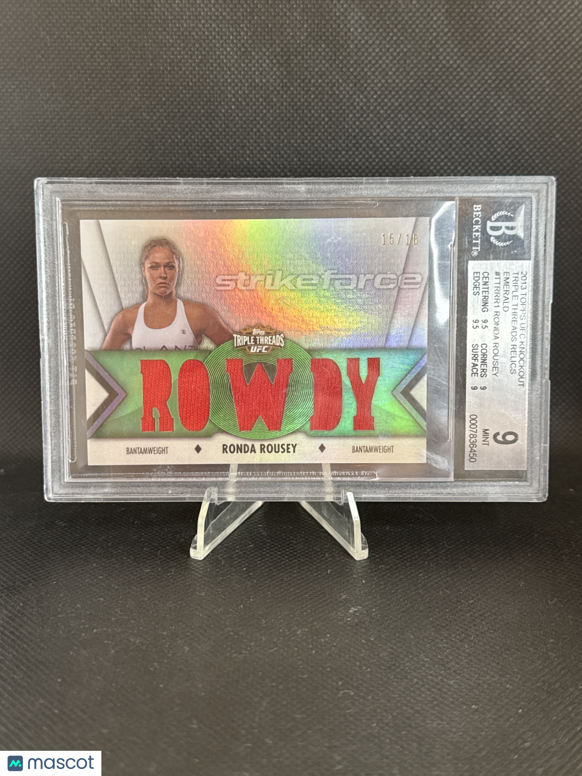 2013 Topps UFC Knockout Triple Threads Relics Emerald Ronda Rousey #TTRRR1 BGS 9