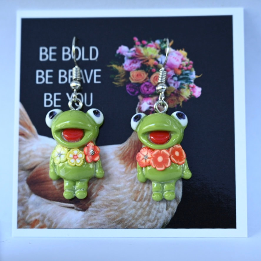 Frog Flower Earrings