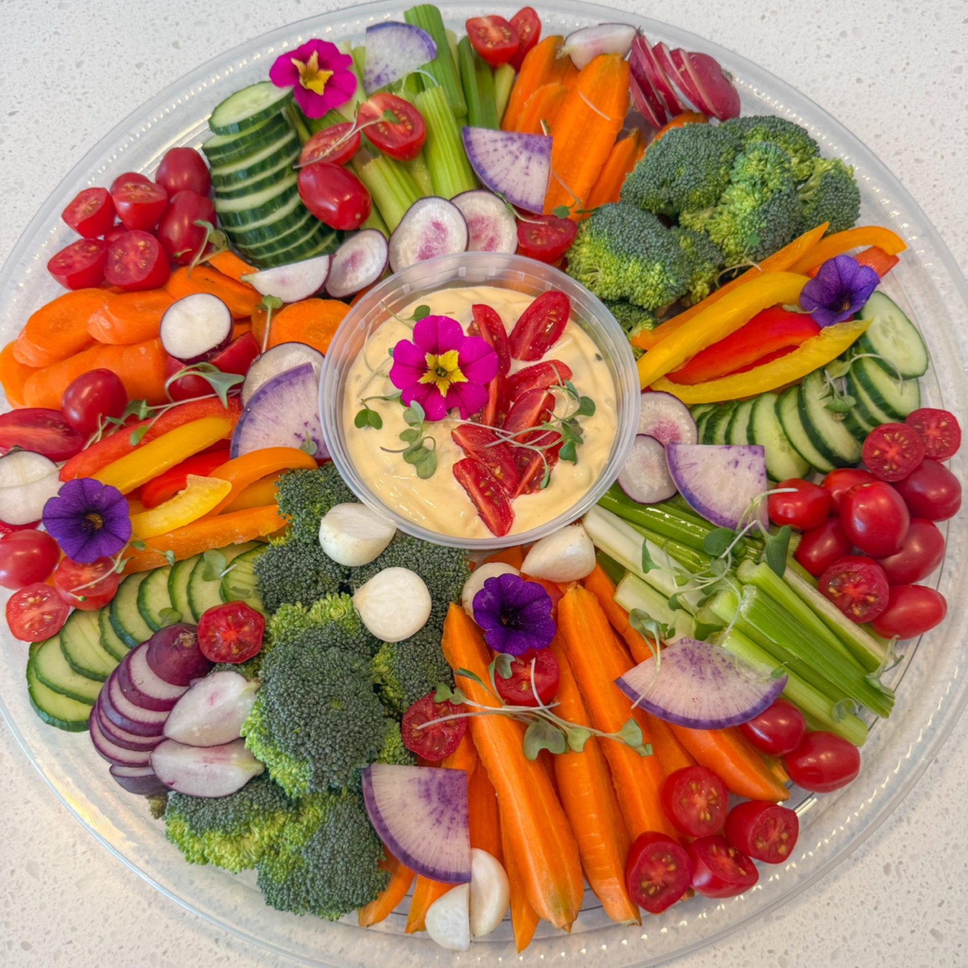 Small platter of vegetables and dip