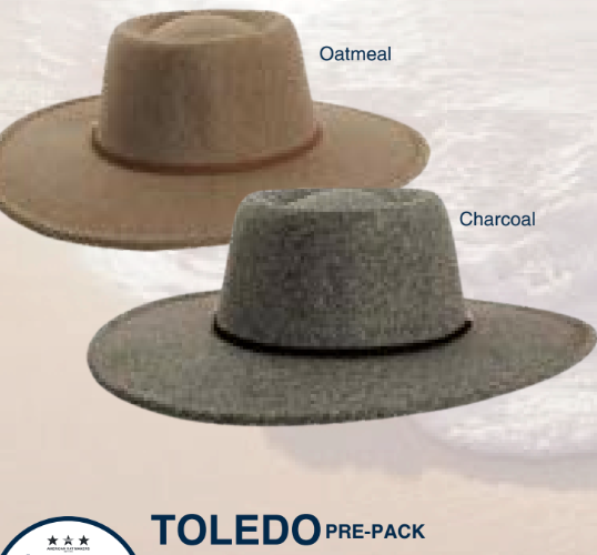 AHM Toledo Fedora Felt Oatmeal & Charcoal
