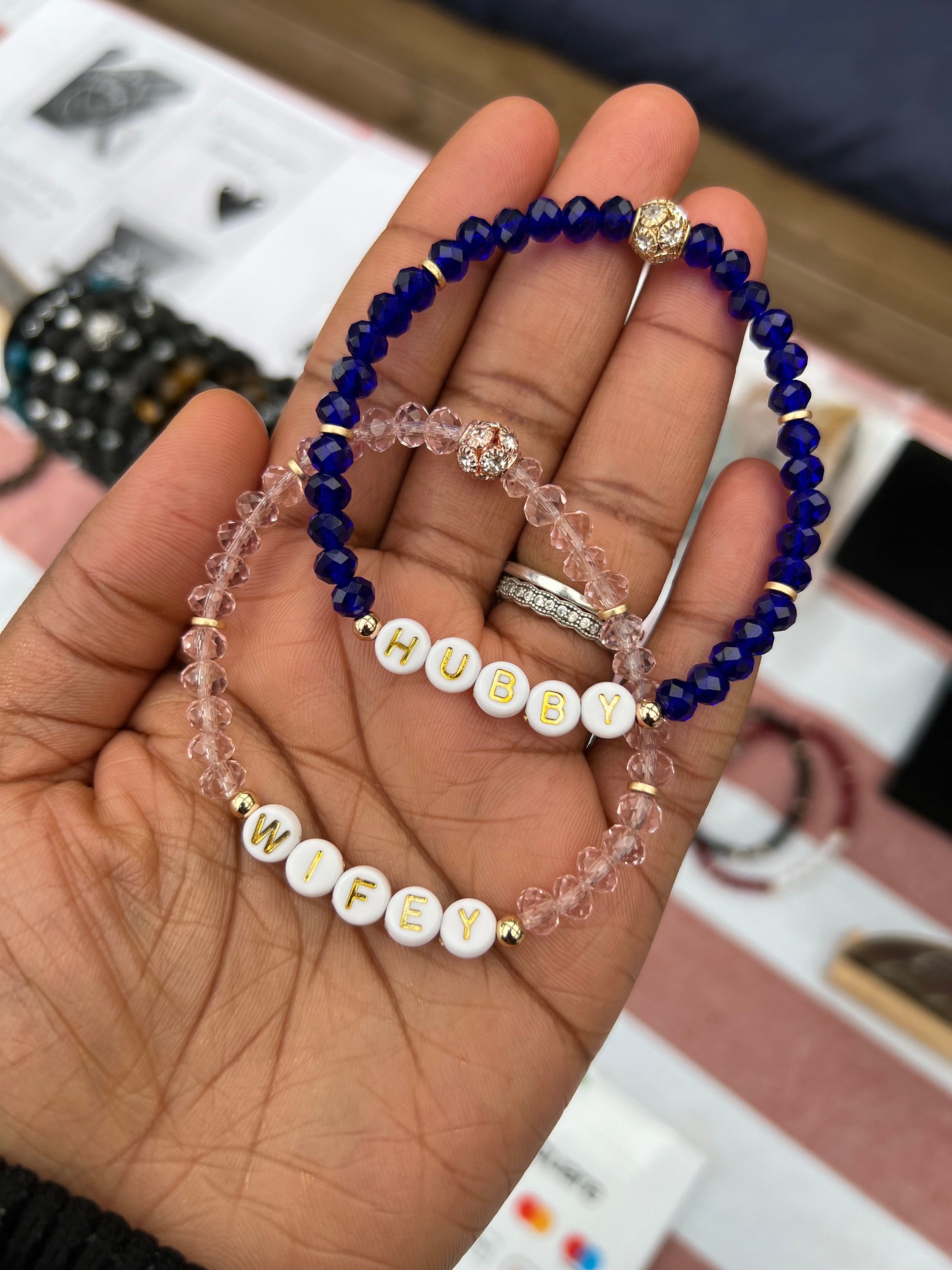Crystal Rondelle Beaded Bracelet: Personalized Name or Number Jewelry view 3