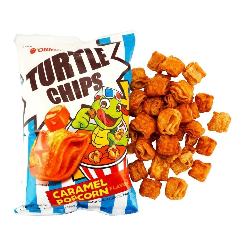 Turtle Chips Korea Caramel Popcorn 5.64 oz 6 Huge Bags