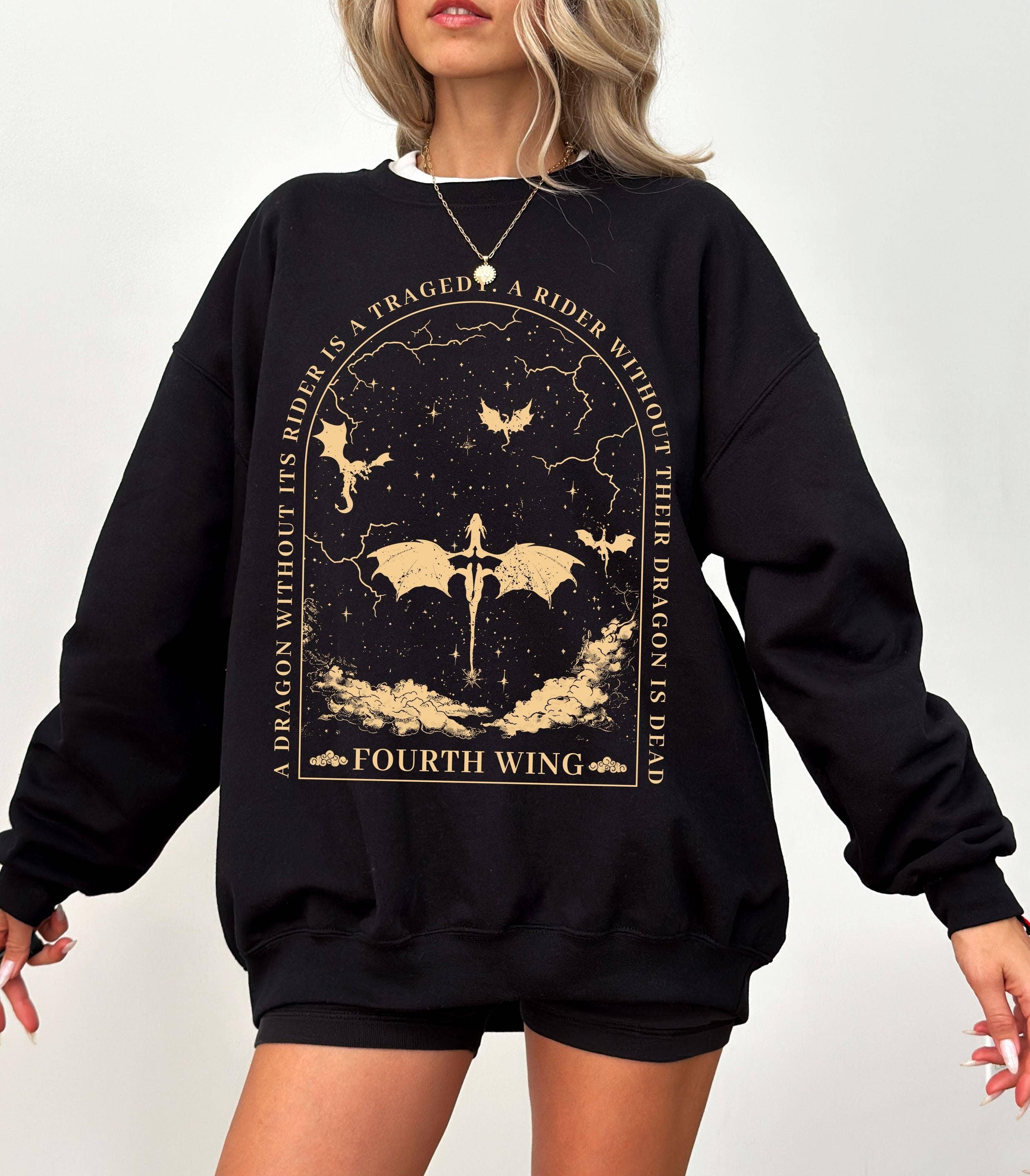 S Basgiath War College Sweater, Fourth Wing Shirt, Book Dragon: Black, S, Unisex Sweatshirt