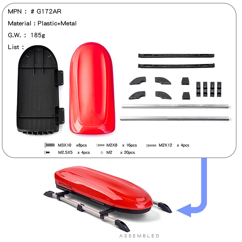 248*100mm Plastic Roof Luggage Box Red