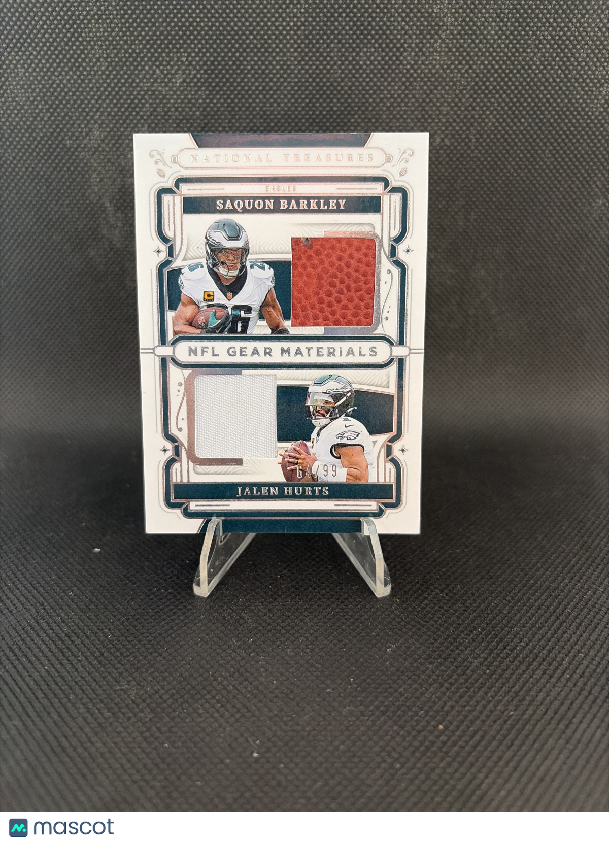 2026 Panini National Treasures Saquon Barkley Jalen Hurts Duel Relic /99