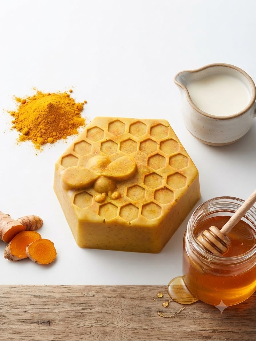 Jabon de curcuma y miel con leche de cabra