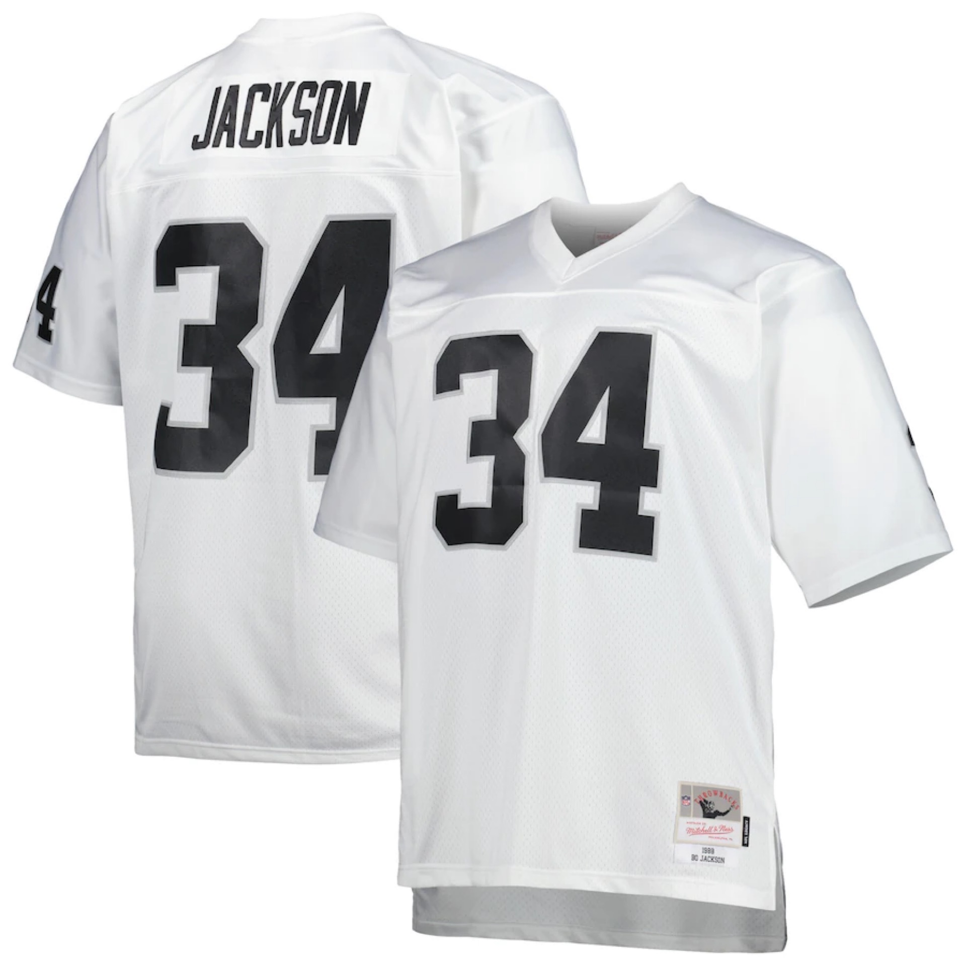 Los Angeles Raiders 1988 Bo Jackson #34 White Mitchell and Ness Jersey