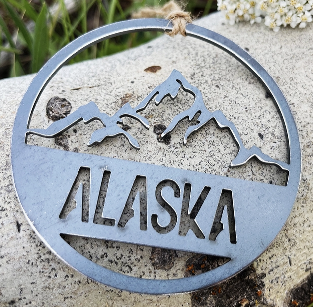 Vail Circle Mountain Steel Ornament