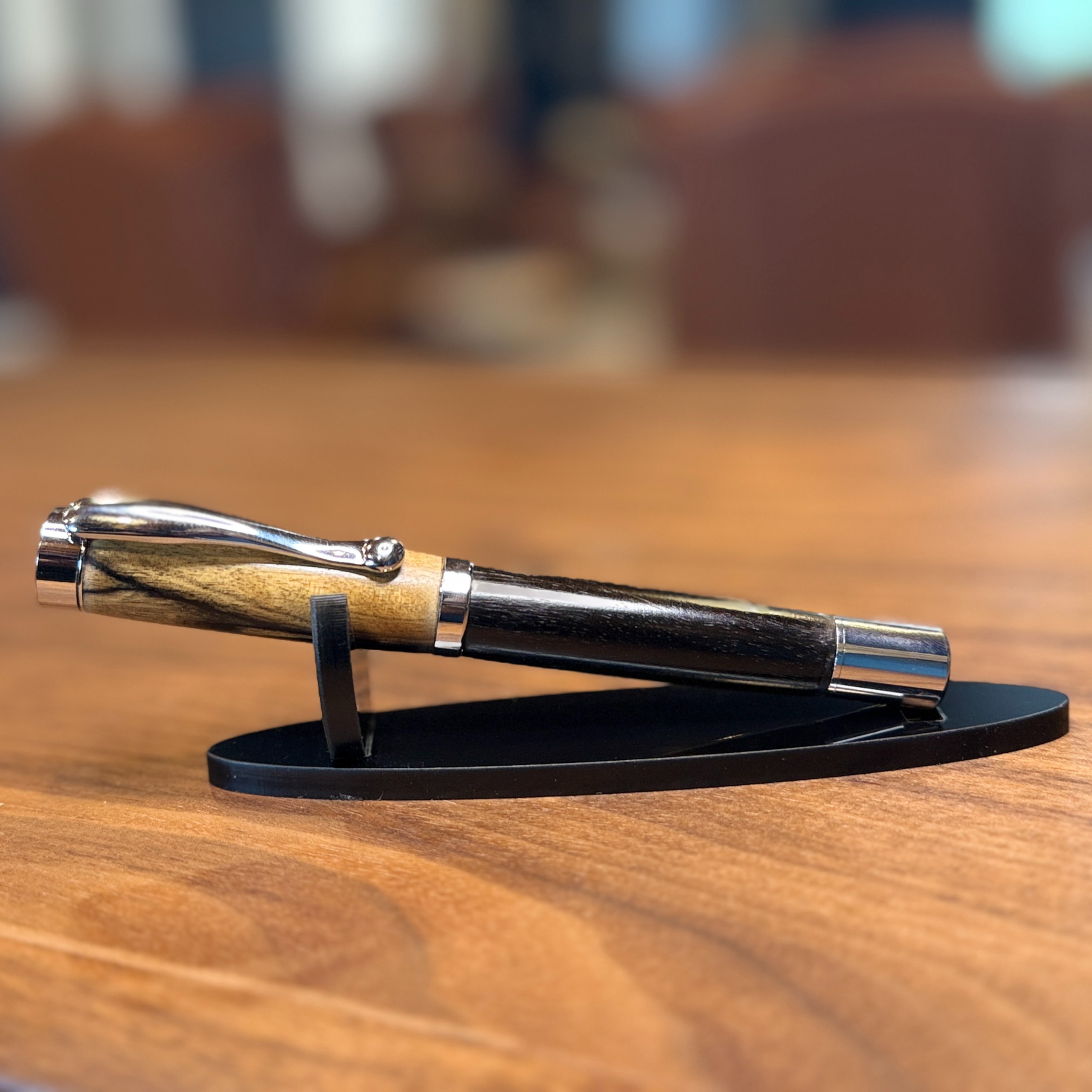 Frank's Custom Pens Black and White Ebony Pen