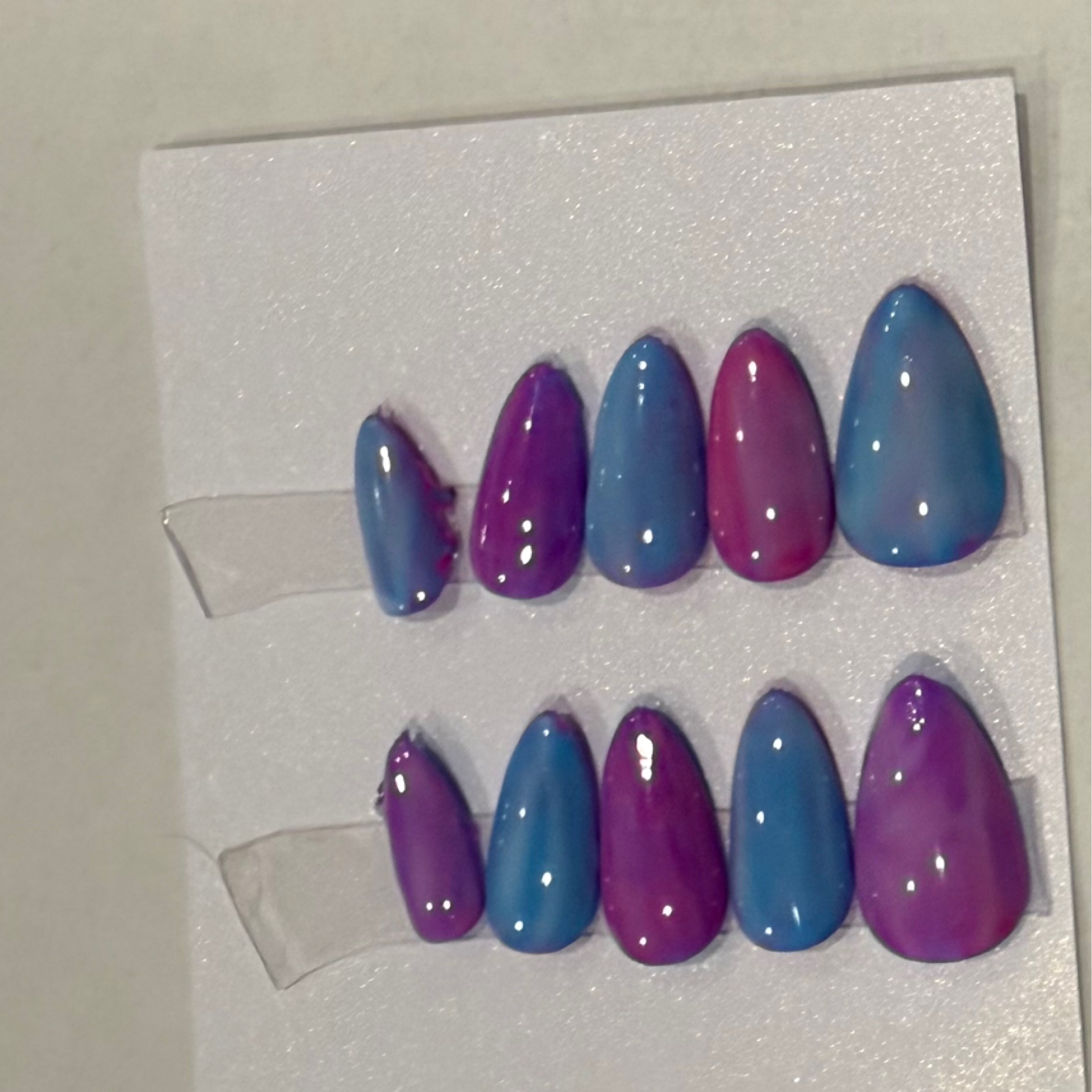 Colorful hand-painted nail set