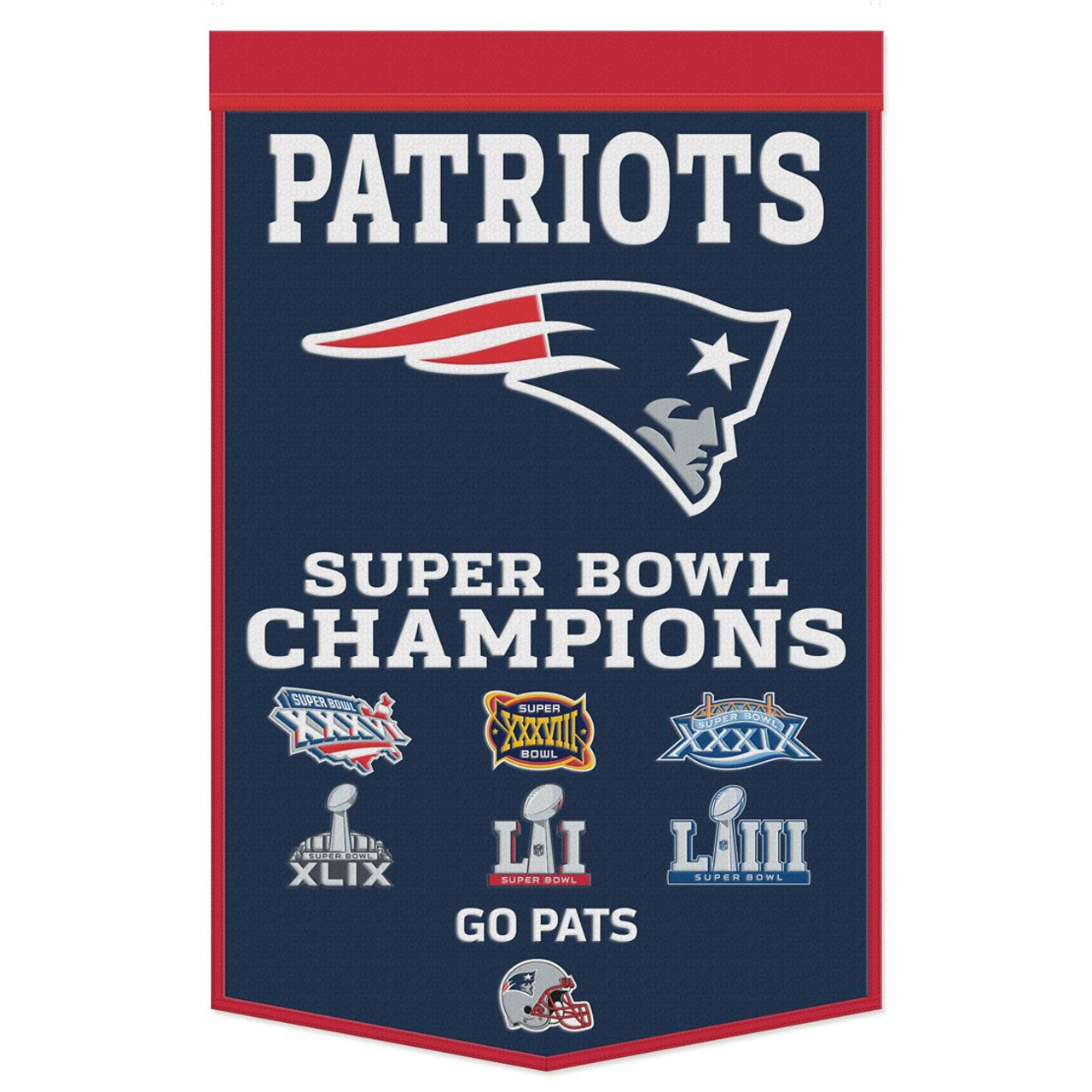 New England Patriots Wool Dynasty Championship Banner 24x38"
