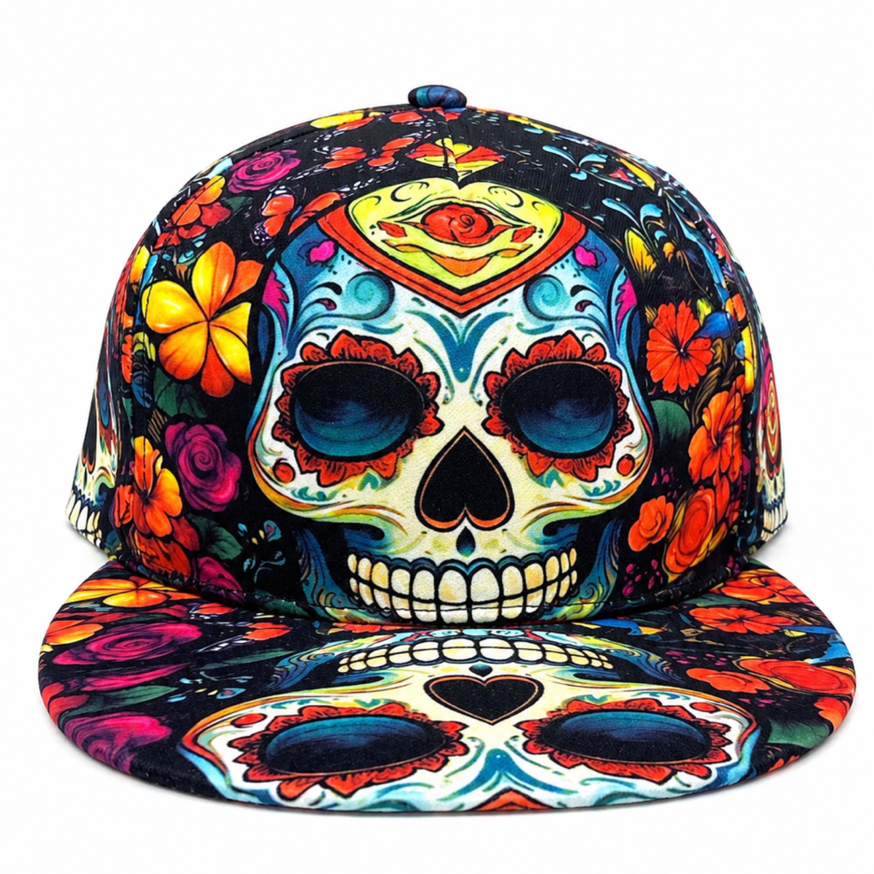 Colorful Sugar Skull Snapback Hat