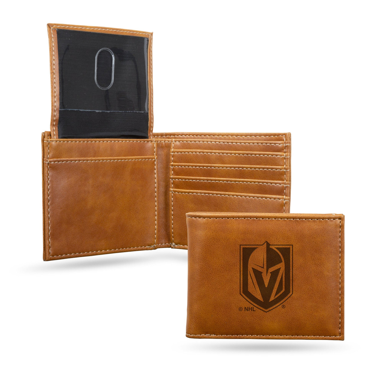 Vegas Golden Knights Laser Engraved Billfold Leather Wallet