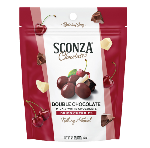 Sconza Double Chocolate Covered Cherries 4.5 oz 6 ct Peg Bags