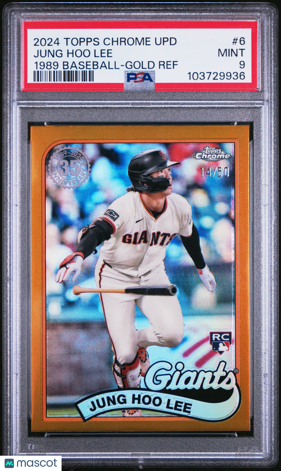 2024 Topps Chrome Update 1989 Topps Baseball Jung Hoo Lee Gold Ref /50 PSA 9
