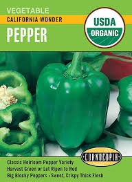 California Wonder Pepper Seed Pack, Organic
