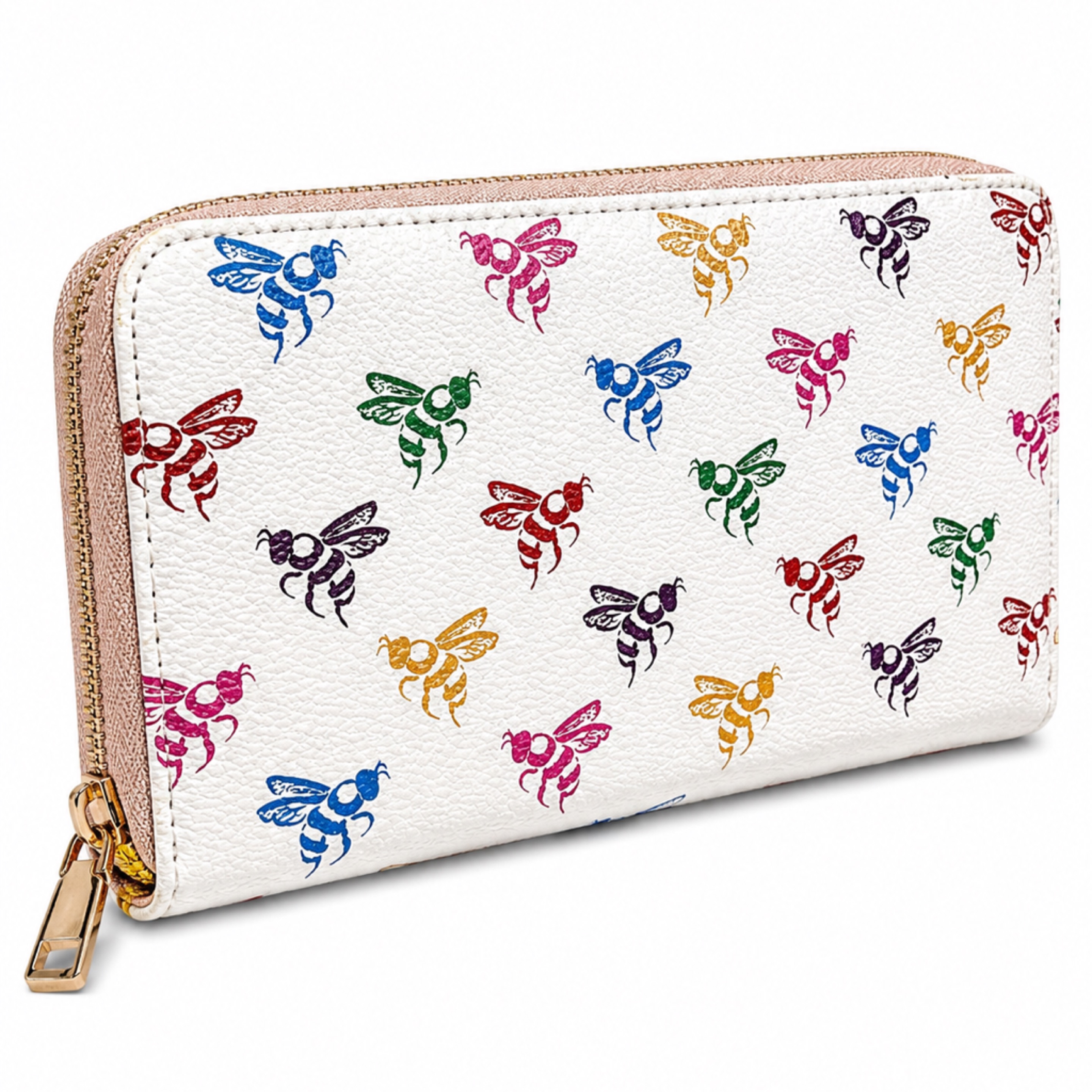 Colorful Bee Print Zip Wallet