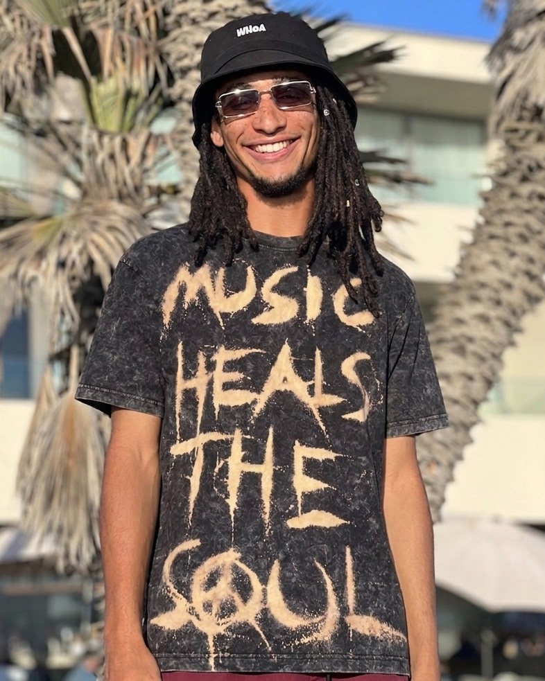 Music Heals The Soul Heavyweight Mineral Wash Black Tee