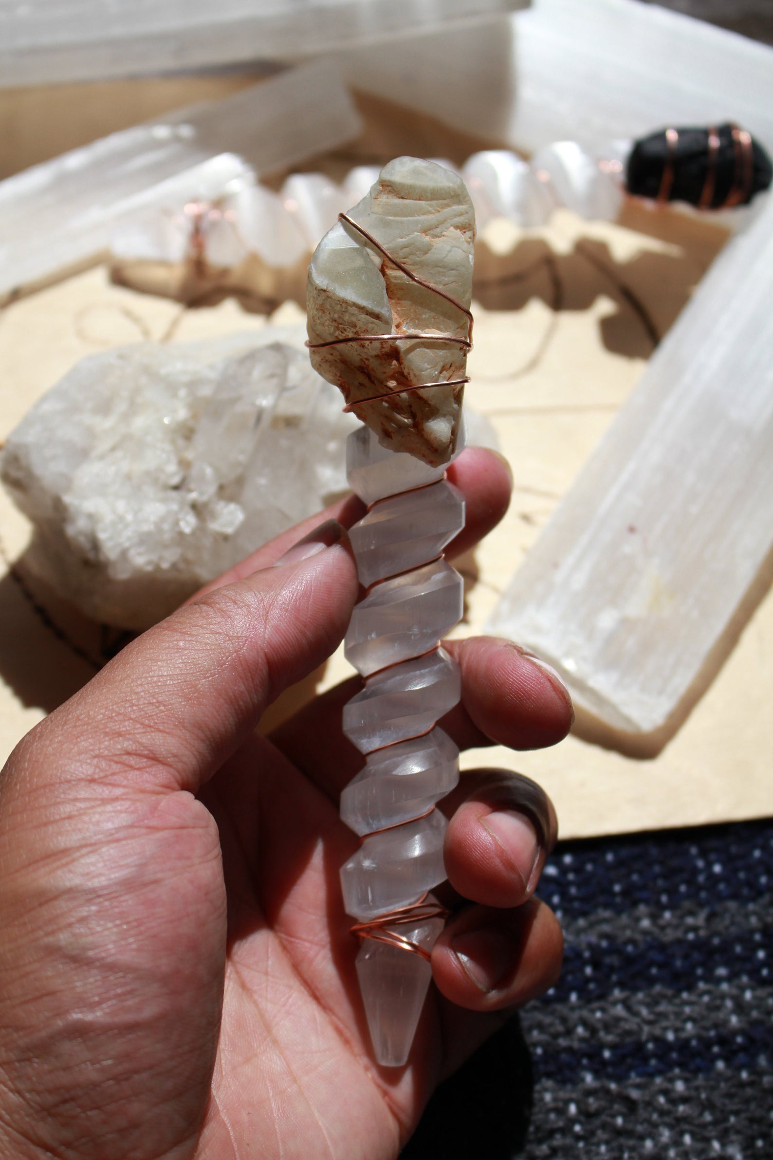 Moonstone Selenite Wand