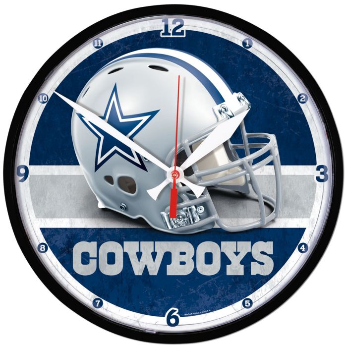 Dallas Cowboys Round Chrome Helmet Wall Clock