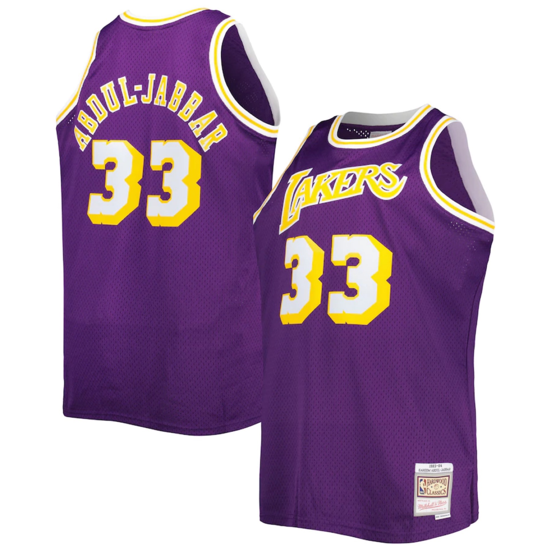Los Angeles Lakers Kareem Abdul-Jabbar 1983-84 Purple Mitchell and Ness Swingman Jersey