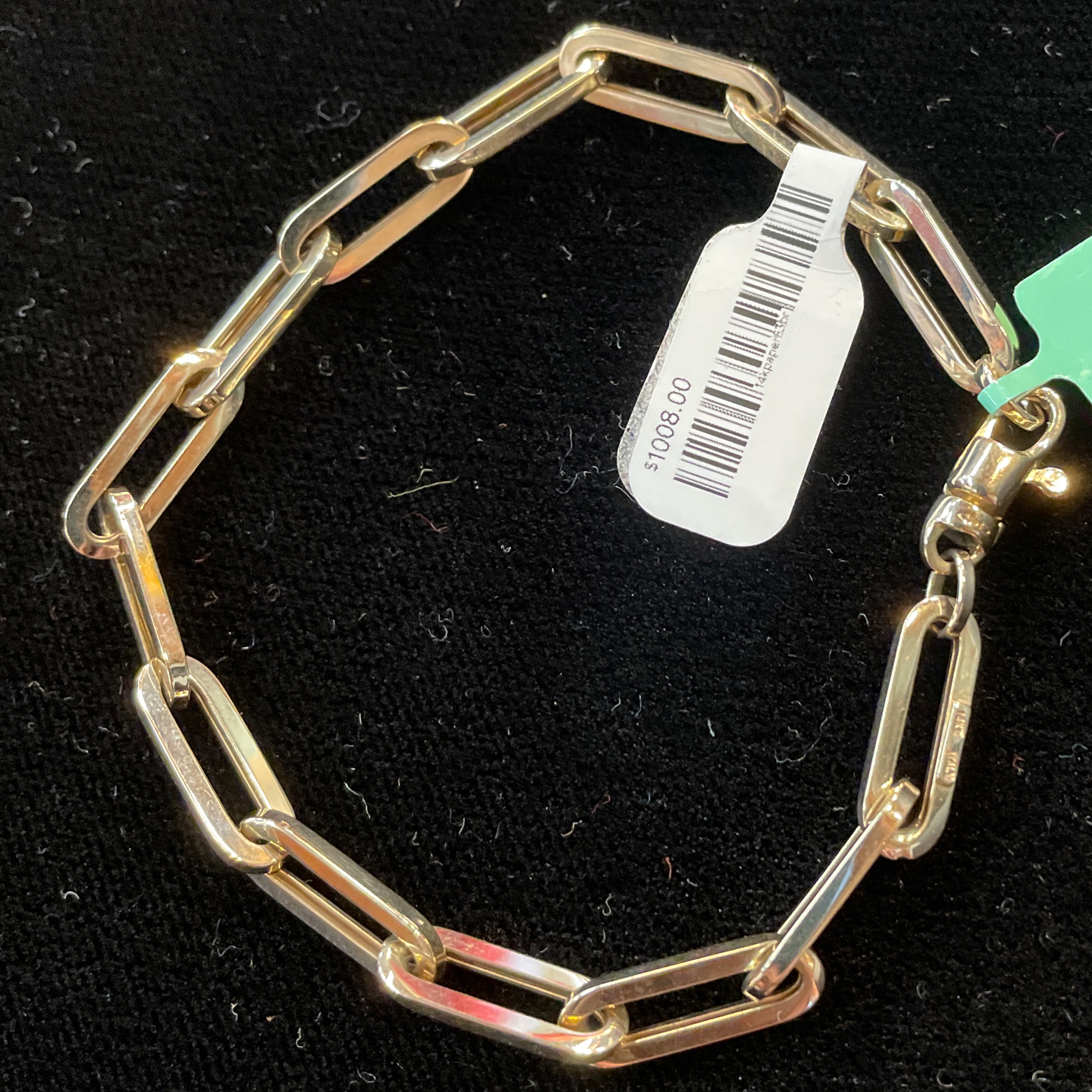 14K Hollow Paperclip Bracelet 7" (6.67g)