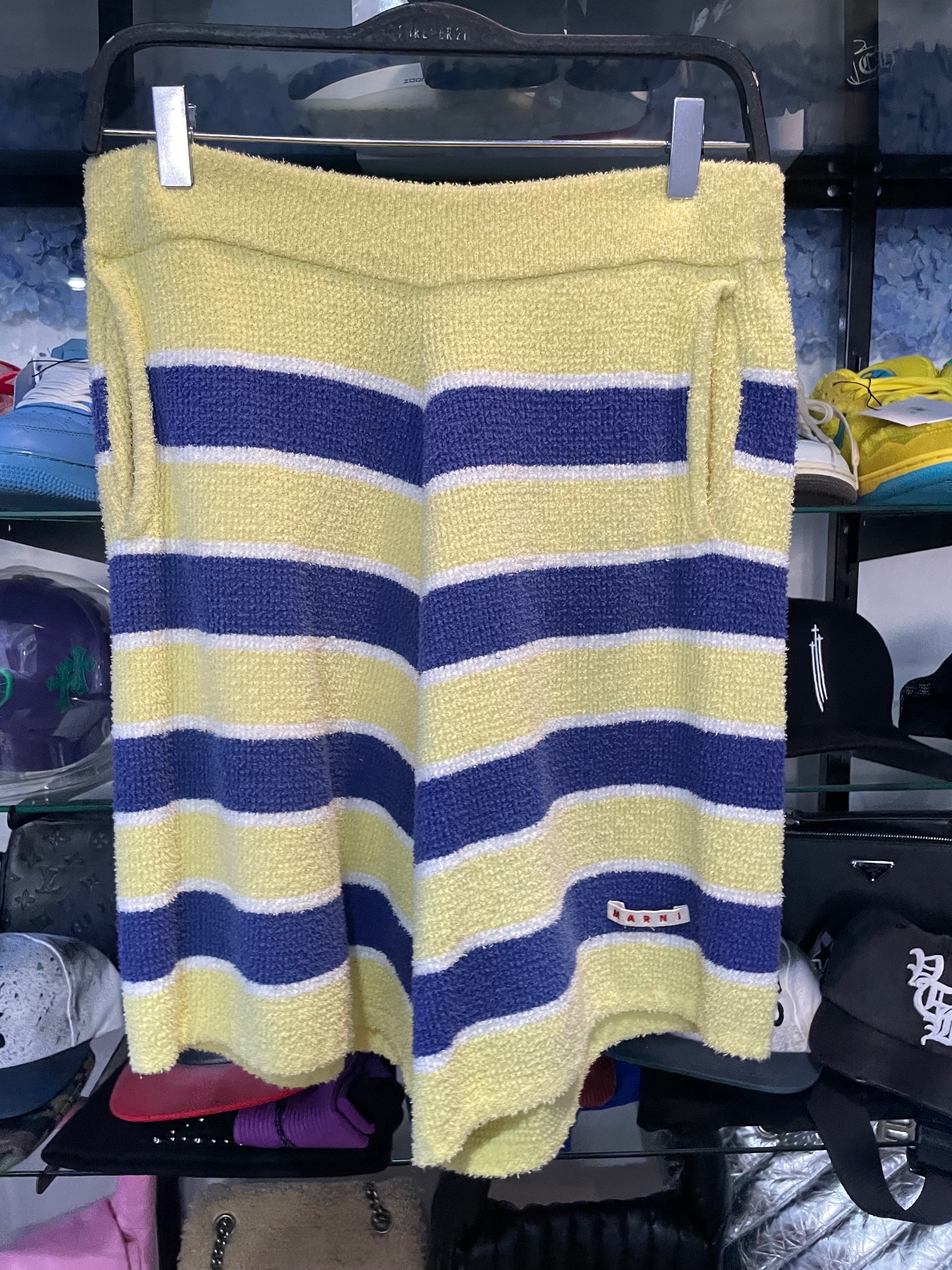 Marni striped Terry shorts endive bold yellow and blue size L (used)