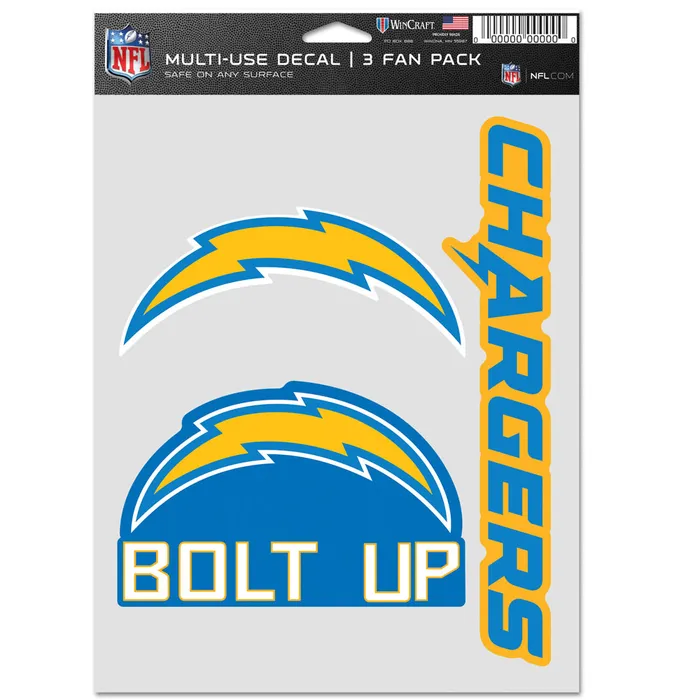 Los Angeles Chargers Multi Use 3 Pack Fan Decals