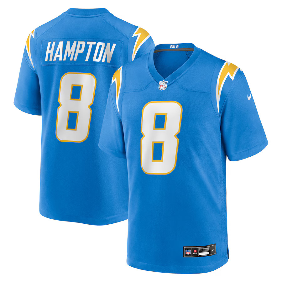 Los Angeles Chargers Omarion Hampton #8 Powder Blue Nike Game Jersey