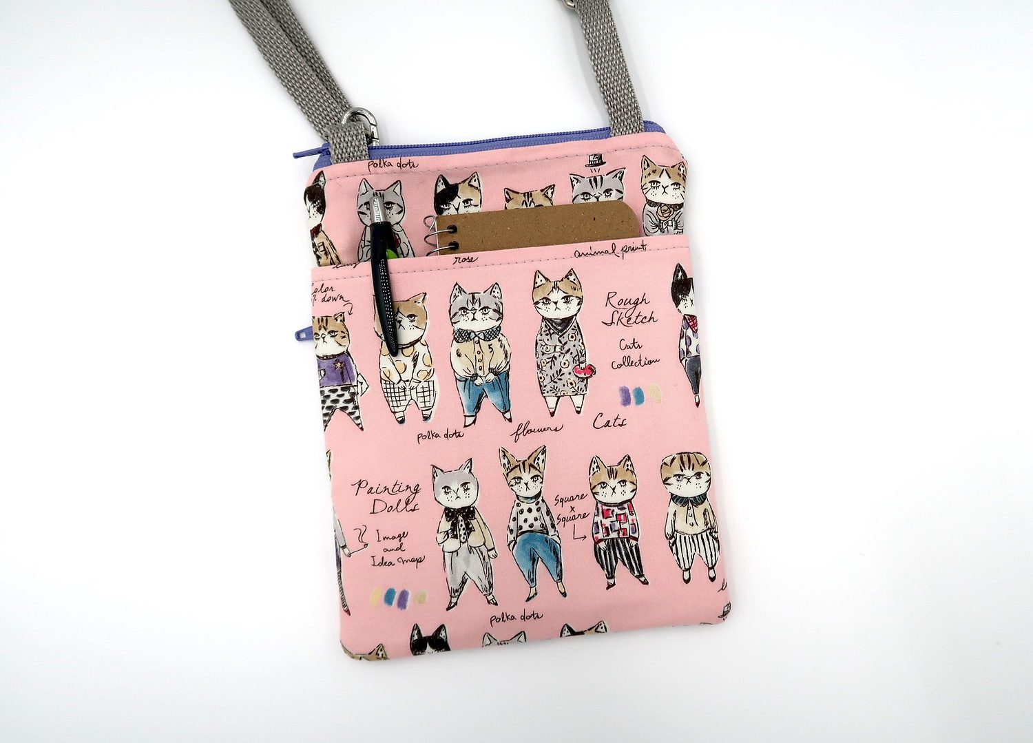 Small Crossbody Bag – Rough Sketch Cats, photo 12 of 18