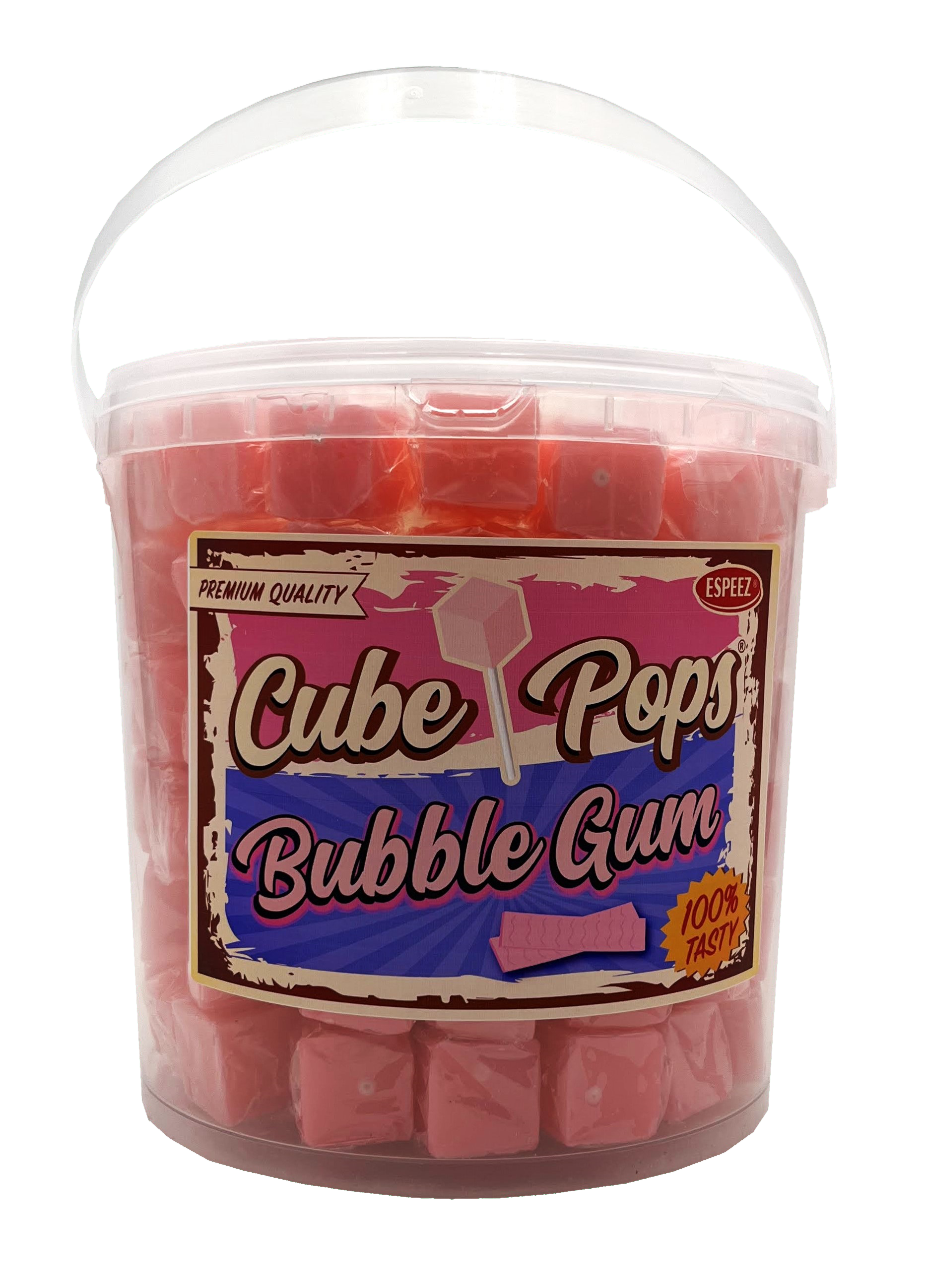 Espeez Retro Cube Pop Lollipop Bubble Gum Pink 100 ct Tub