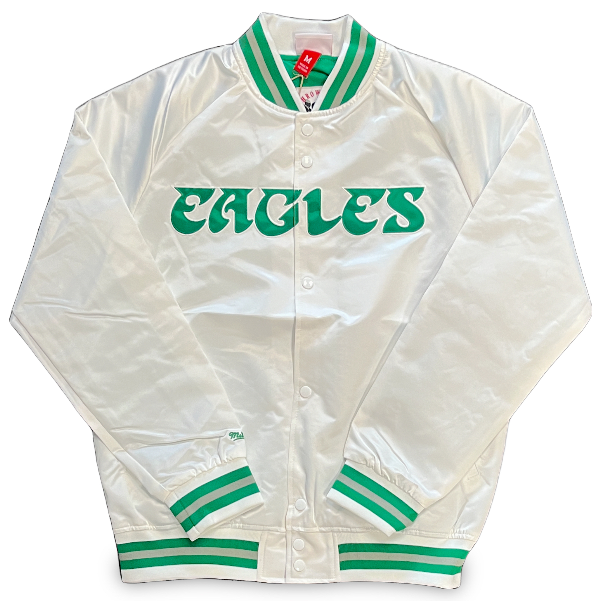 Philadelphia Eagles White Mitchell and Ness Satin Jacket