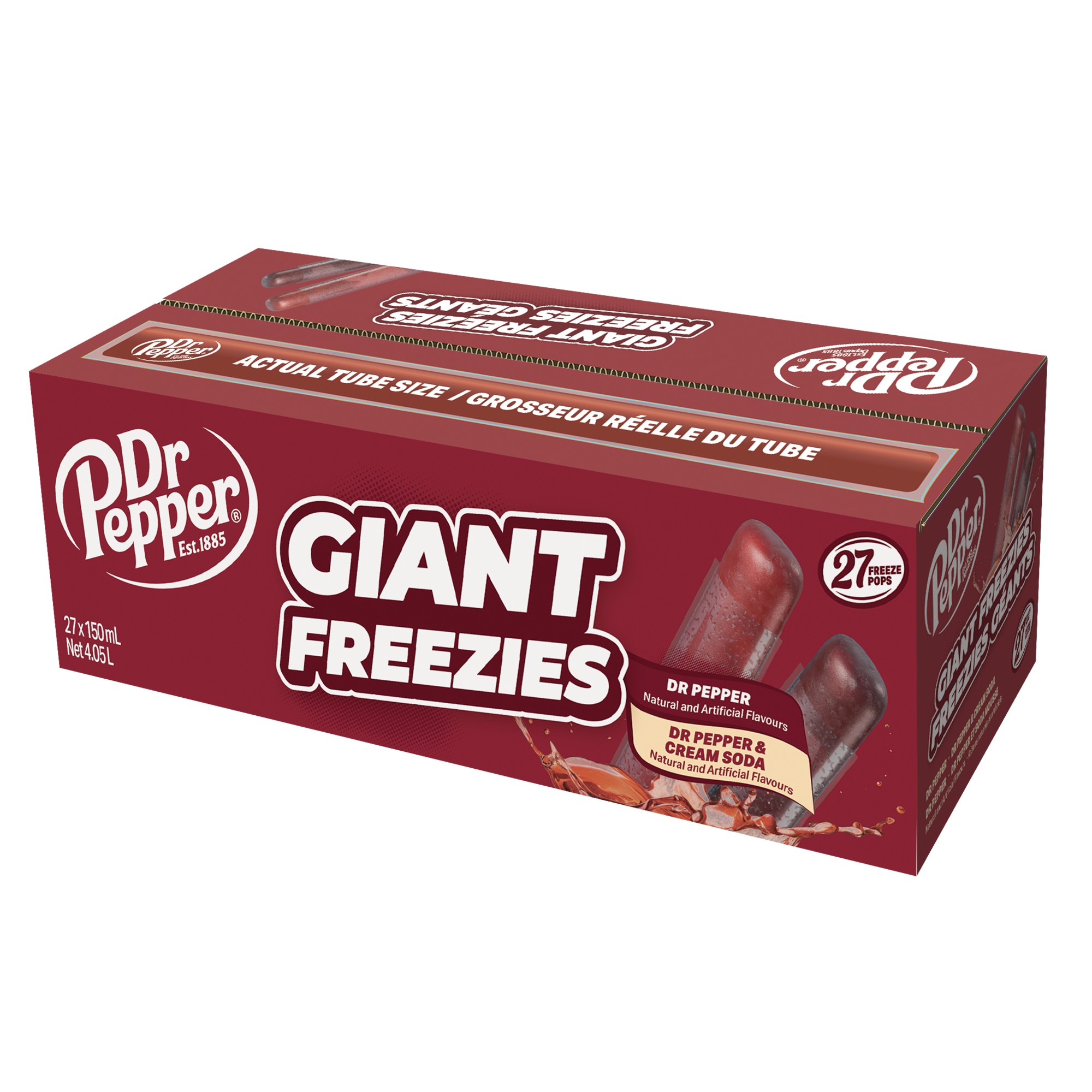 Kisco Dr Pepper Soda Giant Freeze Ice Pops 5.5oz 27 ct