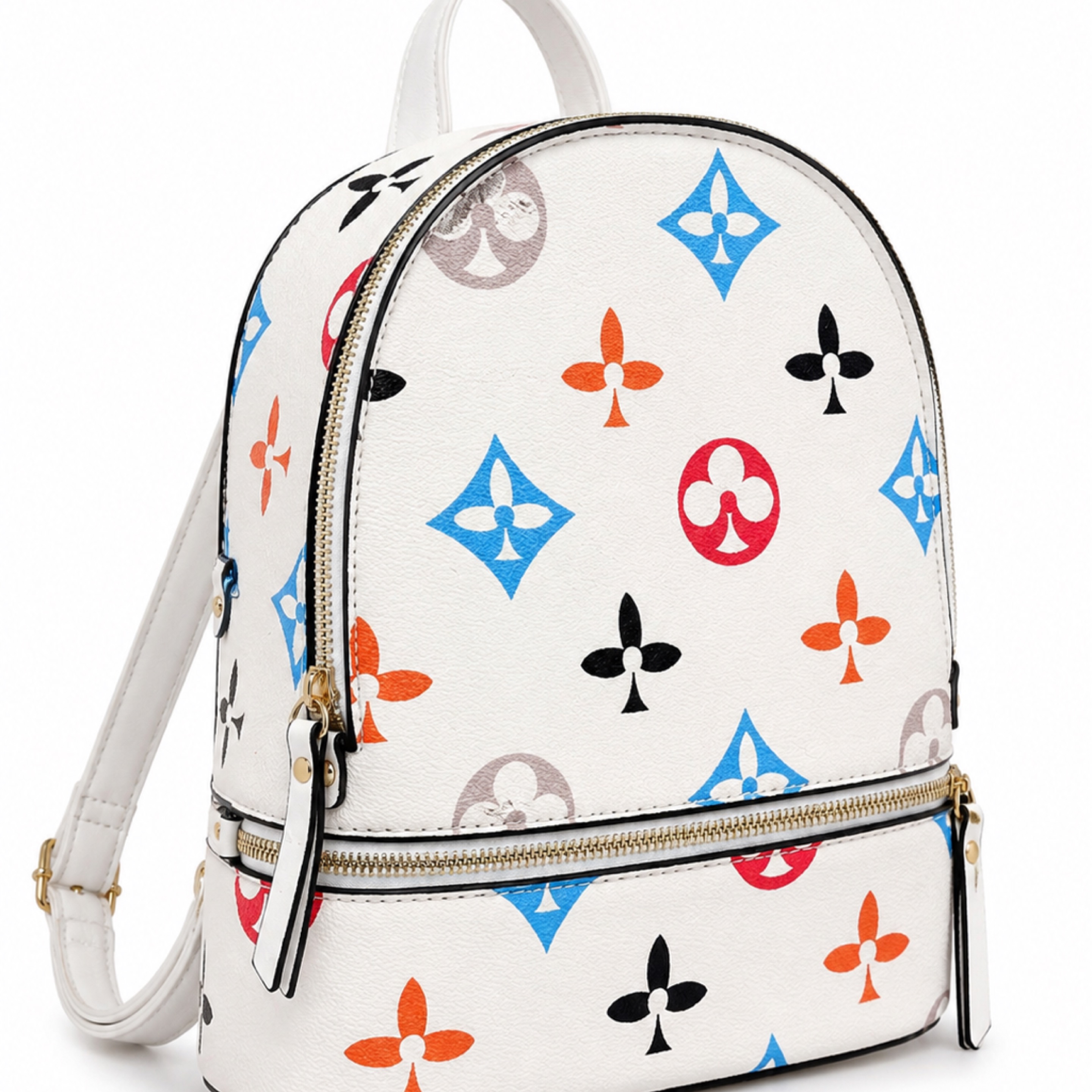 White Multicolor Fashion Mini Backpack