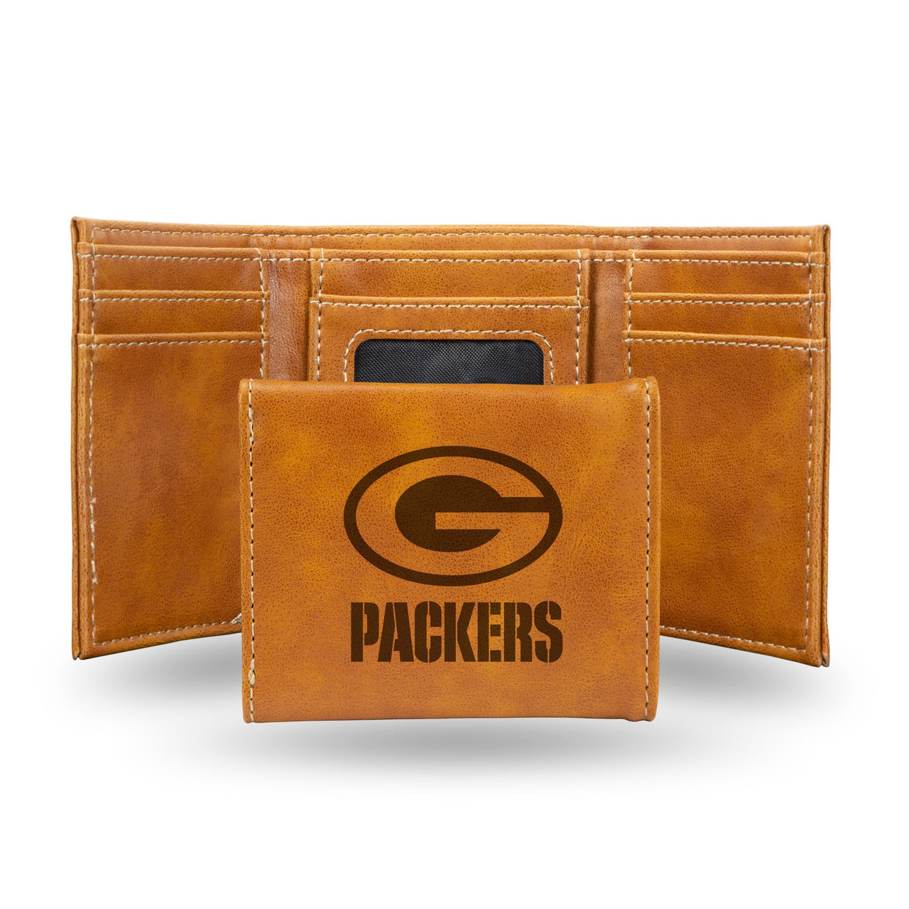 Green Bay Packers Laser Engraved Trifold Leather Wallet