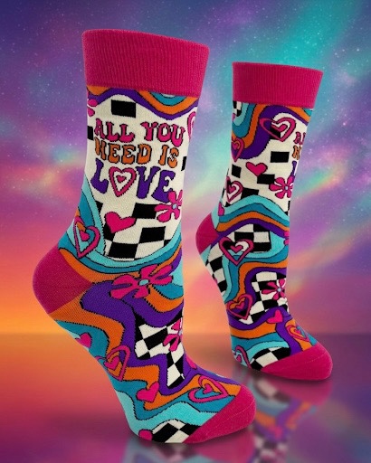 All You Need Is Love Women's Crew Socks Size 5-10