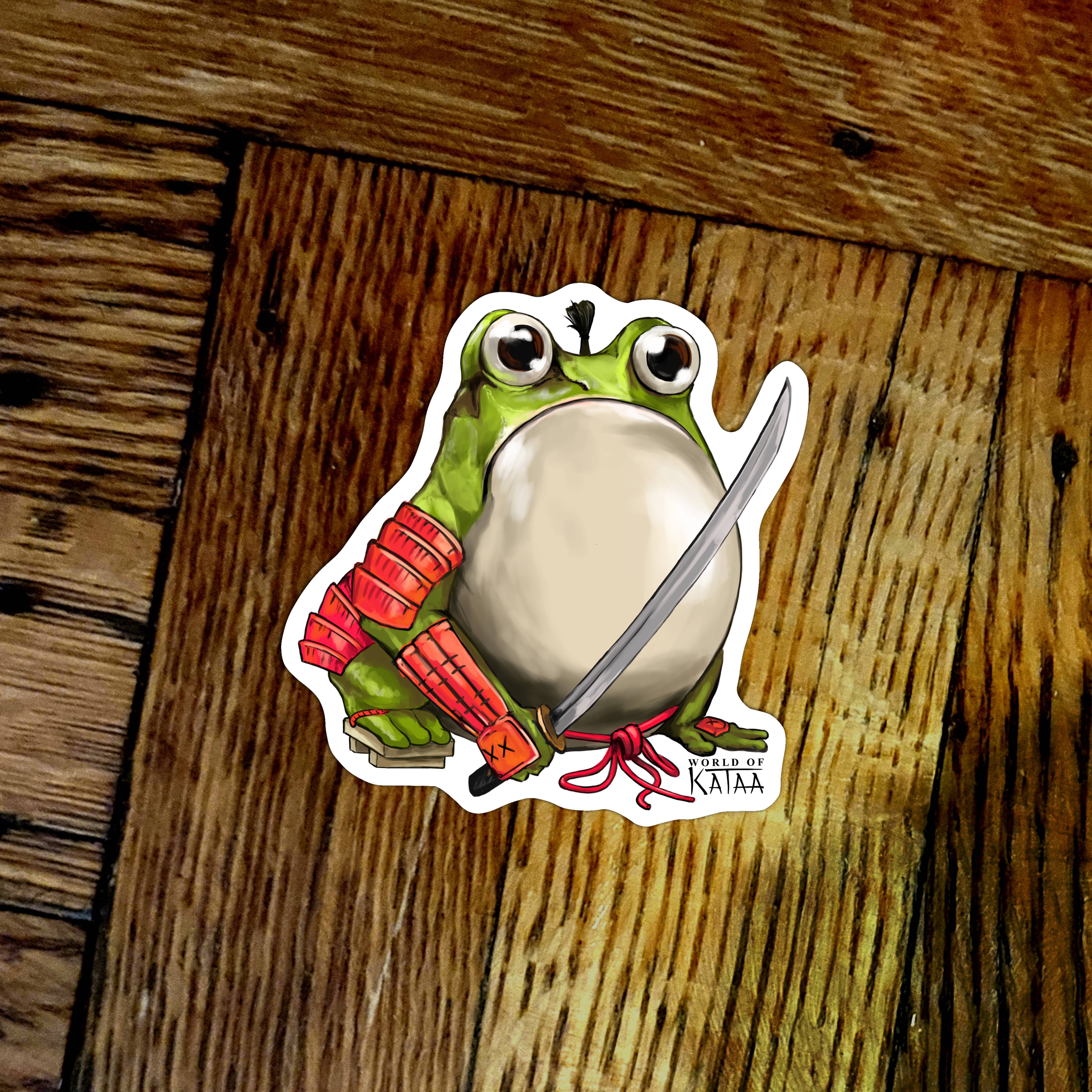 Santi of all Trades - Samurai Frog Vinyl Sticker | World of Kataa