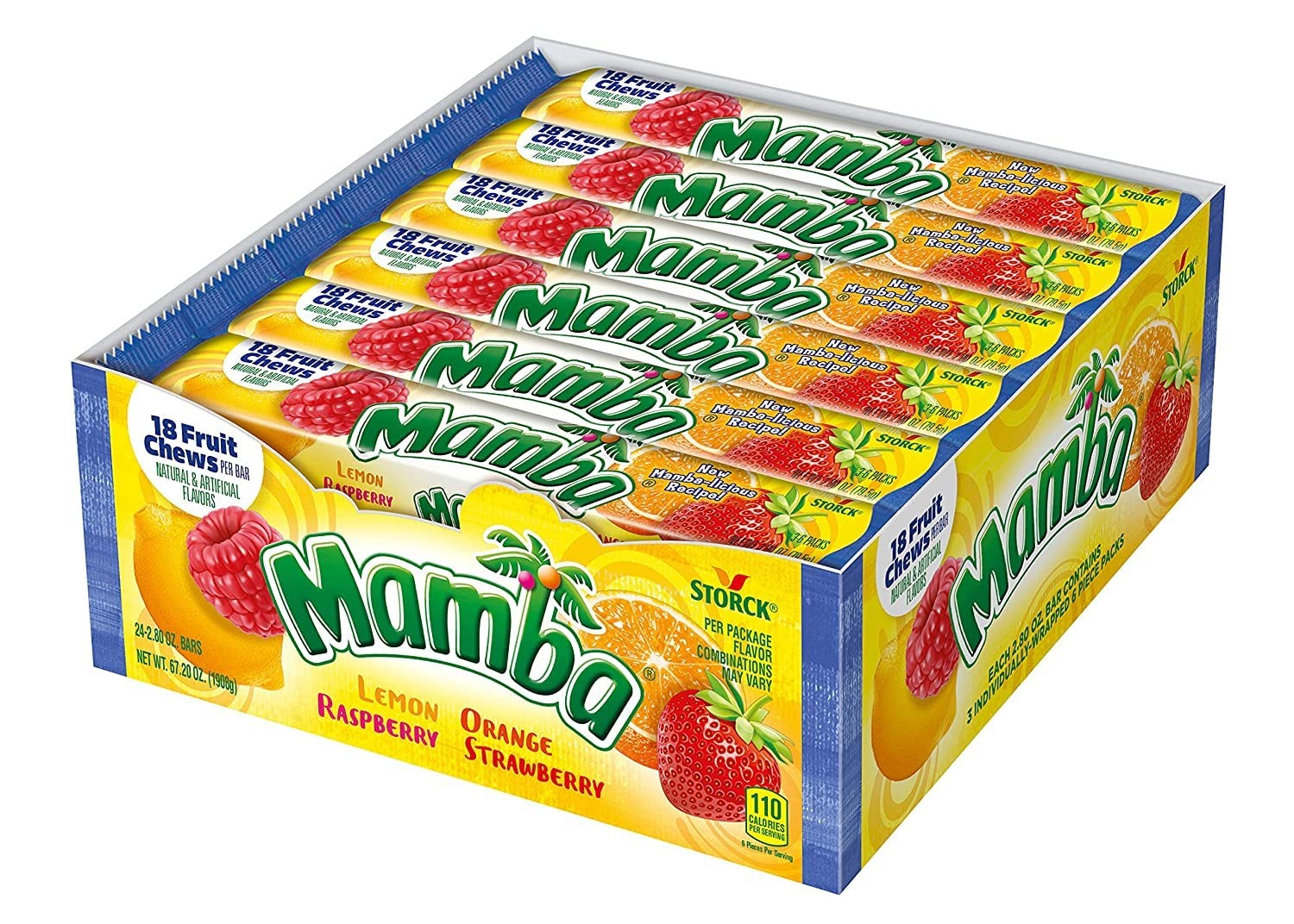 Mamba Original Fruit Chew Candy Assorted Fruit 2.8oz 24ct