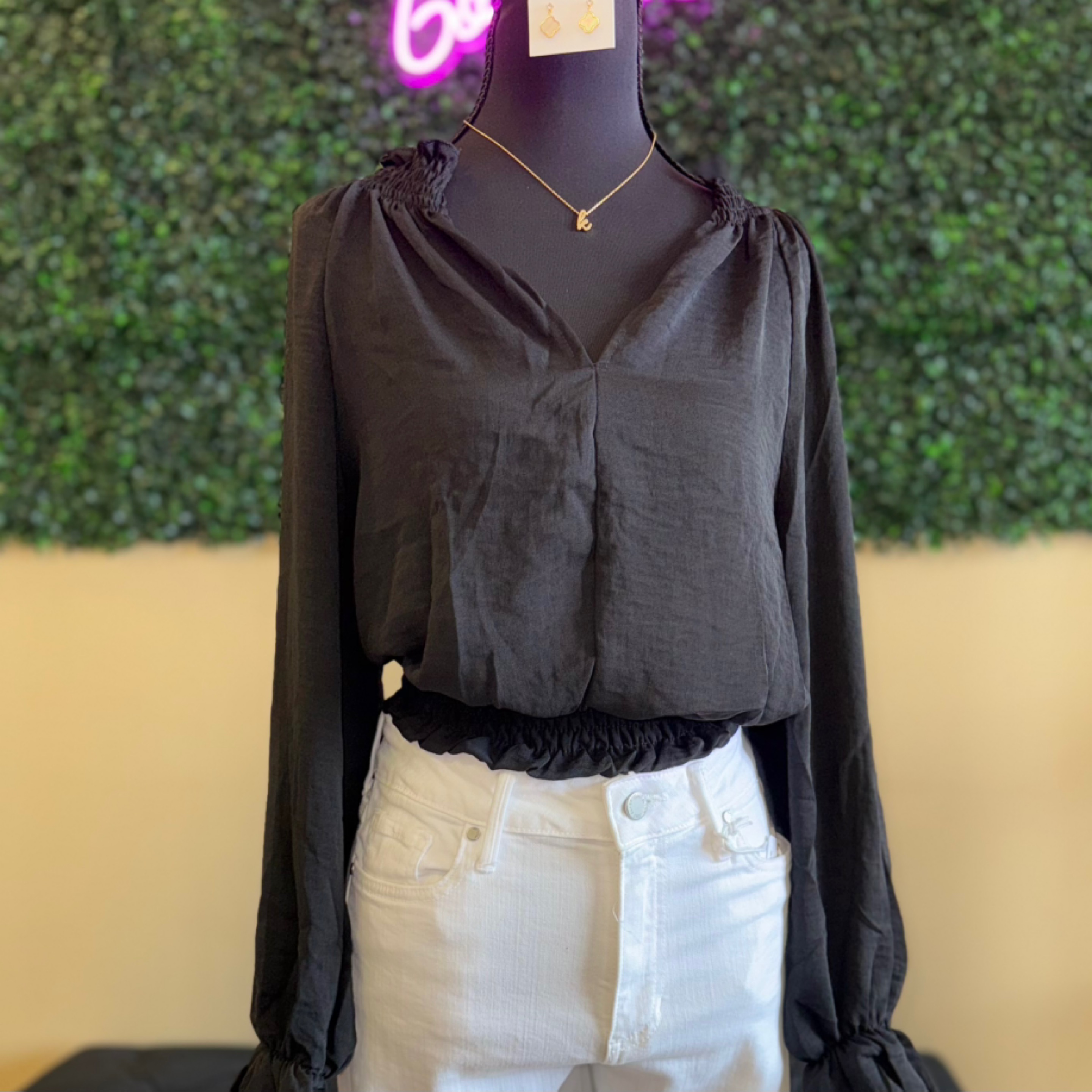 She+sky black top — Bama Tan boutique, Tuscaloosa AL
