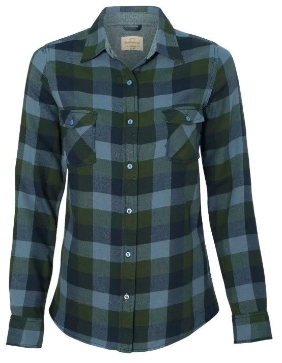 Ladies Flannel-Nvy/Grn