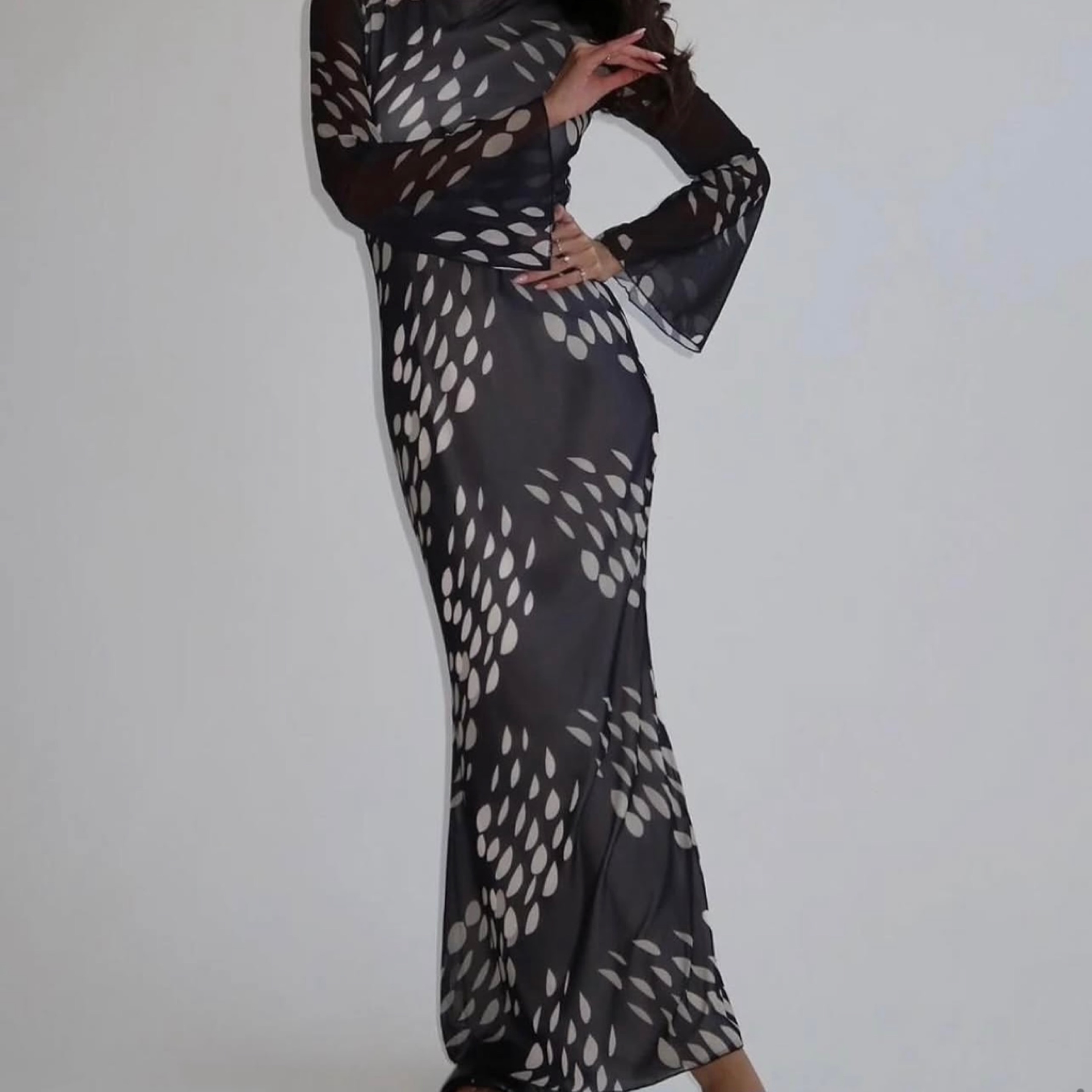 Bell Sleeve Dots Maxi Dress — product photo