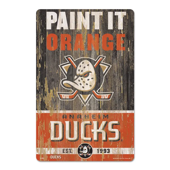 Anaheim Ducks Wood Slogan Sign 11x17"